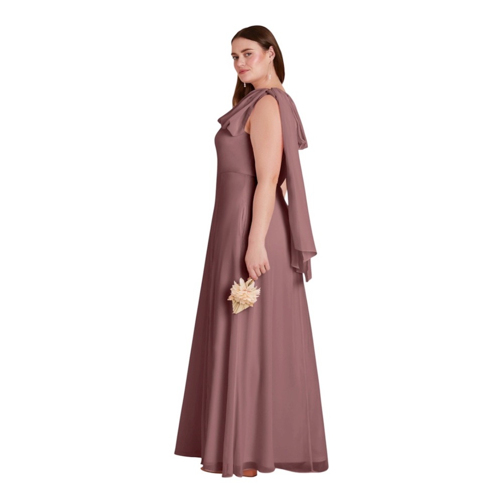 Birdy Grey One Shoulder Maxi Dress Mauve Pink Bridesmaid Formal Gown S - Picture 4 of 8